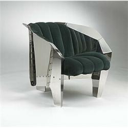 Krueck & Sexton, Chicago chair, Tesko, USA, 1985, mirrored stainless steel, aluminum, vel...