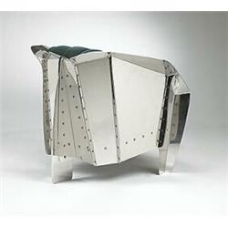 Krueck & Sexton, Chicago chair, Tesko, USA, 1985, mirrored stainless steel, aluminum, vel...