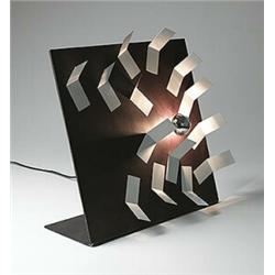 Gianni Villa, Kalamo lamp, Valenti, Italy, 1972, enameled steel, magnet, enameled metal<b...