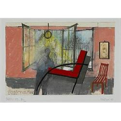 Aldo Rossi, Interno Milanese, 1989, lithograph, 12.5 x 17.5, Signed, inscribed and numb...