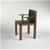 Image 1 : Aldo Rossi, Teatro chair, Unifor, Italy, 1982, walnut, leather, 22w x 18d x 30h, L...