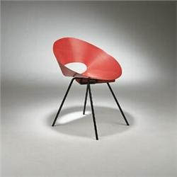 Donald Knorr, chair, Knoll, USA, c. 1948, enameled metal, 22.5"w x 20"d x 28"h, "Ligh...