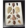 Image 1 : Group of 15 Arrowheads in Shadowbox.