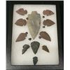 Image 1 : Group of 11 Arrowheads in Shadowbox.