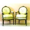 Image 1 : PAIR OF NEO-CLASSICAL PAINTED ARM CHAIRS, Italian. 18th Century. Each with an oval padded backr...