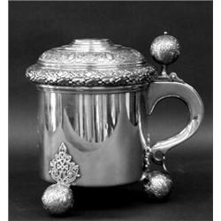 CONTINENTAL PARCEL GILT SILVER TANKARD, Swedish. Date mark for 1945. Maker: G.A.B. The cylindri...