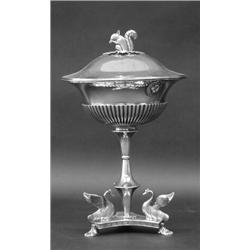FINE EMPIRE CONTINENTAL SILVER COMPOTE AND COVER, Swedish. Borgholm. Date mark for 1825. The pa...