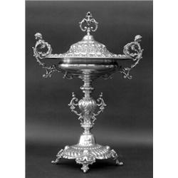 GOOD CONTINENTAL SILVER SUGAR COMPOTE AND COVER, Scandinavian. 19th Century. The circular bowl...