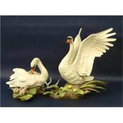 PAIR OF BOEHM PORCELAIN "MUTE SWANS", American. Issued 1971-1977. Signed. Studio No. 400-14. Li...