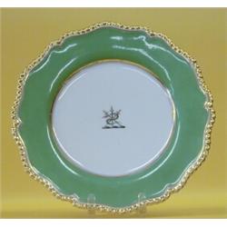 SET OF ELEVEN FLIGHT, BARR AND BARR CRESTED PORCELAIN SERVICE PLATES, English. Circa 1815. Impr...