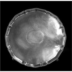 GEORGE III STERLING SILVER SALVER, English. London. 1777. Maker: Robert Makepeace and Richard C...