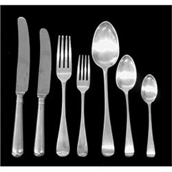 SEVENTY-FOUR PIECE VICTORIAN AND ELIZABETH II STERLING SILVER PART FLATWARE SET, English. Londo...