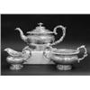 Image 1 : THREE PIECE GEORGE IV STERLING SILVER TEA SERVICE, English. Sheffield. 1820. Makers: John & Tho...