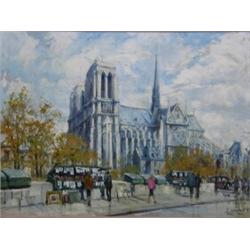 JEAN SALABET (French. 20th Century), "Notre Dame-Paris". Signed J. Salabet, dated 1953 and insc...