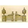 Image 1 : GOOD PAIR OF LOUIS XV STYLE GILT BRONZE CHENETS, French. 19th Century. Each pierced rectangular...