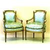 Image 1 : FINE PAIR OF LOUIS XVI GILTWOOD FAUTEUILS, French. 18th Century. Each curved top rail flanked b...