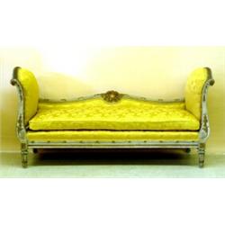 GOOD CARVED AND PAINTED NEO-CLASSICAL STYLE DAY BED, Italian. 19th Century. Each head and footb...