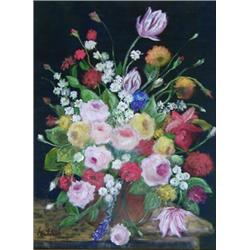 HULDAH CHERRY JEFFE (American. 1901-2001), "Spring Bouquet". Signed Huldah l/l. Also signed, ti...