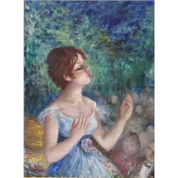 HULDAH CHERRY JEFFE (American. 1901-2001), "The Recital". Signed Huldah l/l., Oil on Canvas....