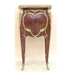 LOUIS XV STYLE GILT BRONZE MOUNTED MAHOGANY TABLE EN CHIFFONNIERE, French. 19th Century. The sq...