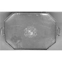 GEORGE III STERLING SILVER TRAY, English. London. 1802. Maker: John Parker. Of rectangular shap...