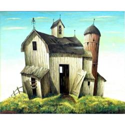 ORVILLE BULMAN (American. 20th Century), "Barn by the Sea". Signed Bulman l/l., Oil on Canvas...