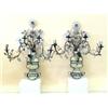 Image 1 : UNUSUAL PAIR OF GLASS AND METAL FIVE LIGHT SCONCES, 19th Century. Each urn form backplate compo...