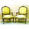 Image 1 : PAIR OF LOUIS XV STYLE CARVED AND GILTWOOD FAUTEUILS, French. 19th Century. Each leaf carved an...