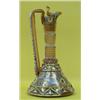 Image 1 : HAND BLOWN AND ENAMELED DECANTER, Italian. 20th Century. The conical shape body with deer and f...