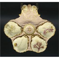 VERY FINE SET OF TWELVE LIMOGES PORCELAIN OYSTER PLATES, French. 1876-1880. By Haviland. Each m...