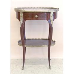 LOUIS XV STYLE GILT BRONZE MOUNTED MAHOGANY TABLE EN CHIFFONNIERES, French. 20th Century. The o...