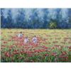 Image 1 : URSULA VAN LACH (English. Born 1949), "Children in Poppy Field". Signed Van Lach l/r., Oil on...