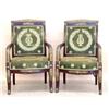 Image 1 : PAIR OF EMPIRE STYLE GILT BRONZE MOUNTED PARCEL GILT MAHOGANY FAUTEUILS, French. Late 19th Cent...