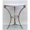 Image 1 : EMPIRE STYLE GILT BRONZE GUERIDON, The circular white and gray marble top on tripod supports wi...