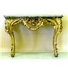 Image 1 : LOUIS XV CARVED AND GILTWOOD CONSOLE TABLE, French. 18th Century. The serpentine fronted marble...