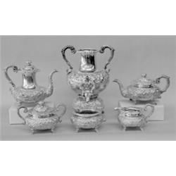 SIX PIECE STERLING SILVER TEA AND COFFEE SERVICE, American. 1903-1924. Maker: S. Kirk & Son Co....