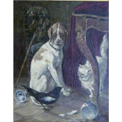 ATTRIBUTED TO CHARLES H. D. BOLAND (Belgian. 19th/20th Century), "Who's to Blame?" Signed indis...