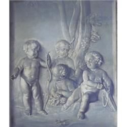 FRENCH SCHOOL (18th Century), "Allegory of Love with Four Putti". Unsigned., Oil on Canvas. M...