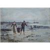 Image 1 : TEYSSONIERES (French. 19th Century), "Clam Gatherers on the Beach". Signed Teyssonieres and ins...