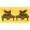 Image 1 : PAIR OF EMPIRE STYLE PATINATED BRONZE CHENETS, French. 19th Century. Each in the form of a wing...