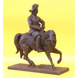 PATINATED BRONZE EQUESTRIAN GROUP, "Vittaz Gionzia". Inscribed Gecther. Height 15 ?"., Estima...