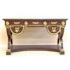 Image 1 : EMPIRE STYLE GILT BRONZE MOUNTED MAHOGANY MARBLE TOP DESK, French. Late 19th Century. The recta...