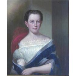 AMERICAN SCHOOL (19th Century), "Portrait of Mary Catherine Bradford". Unsigned., Oil on Canv...