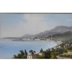 ITALIAN SCHOOL (19th Century), "View of Menton from the Pont St. Louis". Unsigned., Gouache....