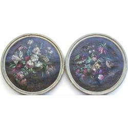 EUROPEAN SCHOOL (19th Century), "Floral Still Life". Each unsigned., Pair of Oil on Canvas. E...