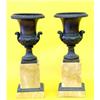 Image 1 : PAIR OF CHARLES X PATINATED BRONZE AND MARBLE URNS, French. Circa 1830. Each with beaded and ga...