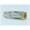 Image 2 : 14K WHITE GOLD RING 4.5GRAM  DIAMOND 0.24CT YELLOW SAPPHIRE 1.27CT