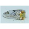 Image 2 : 14K WHITE GOLD RING 4.44 GRAM  DIAMOND 0.15CT YELLOW SAPPHIRE 1.79CT