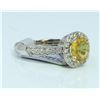 Image 2 : 14K WHITE GOLD RING 4.8 GRAM  DIAMOND 0.66CT YELLOW SAPPHIRE 1.5CT