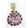 Image 1 : BLUE SAPPHIRE 2.64CT / YELLOW SAPPHIRE 2.35CT / KUNZITE 22.85CT, 14K W/G PENDANT 22.85GRAM / DIAMOND